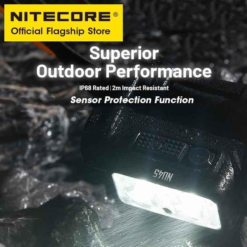 NITECORE NU45 USB-C Rechargeable Headlight 1700 Lumens Work Light for Fishing Trail Running Hiking Headlamp, Built in 18650 Batt