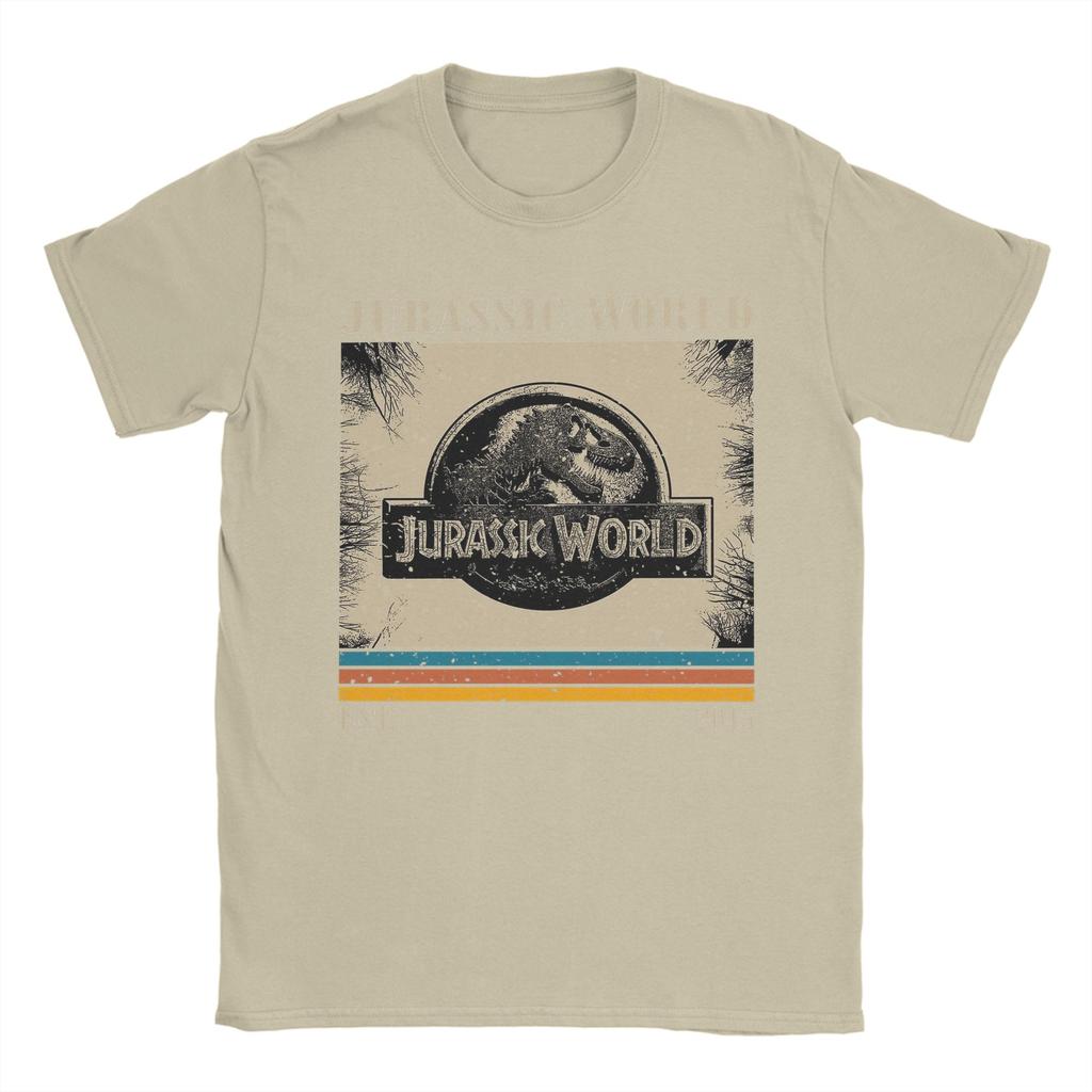 Fashion Retro Jurassic World T-Shirt Men O Neck 100% Cotton T Shirts Dinosaur Short Sleeve Tees Gift Idea Tops