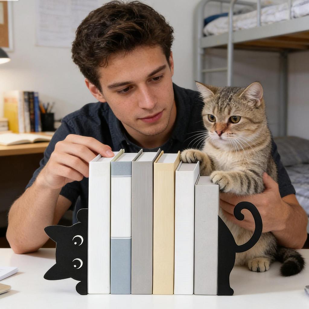 Книжные подставки Креативные металлические книжные подставки в кошачьей тематике Милая форма кошки Ограничитель Стенд для демонстрации книг для Домашней книжной полки Спальни