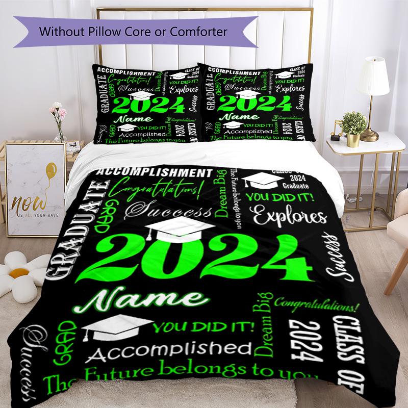 Graduate Customize Your Name Bedding Set Breathable Duvet Cover With Pillowcases Decorative Bed Linen For Bedroom Home Decoration Birthday Gift