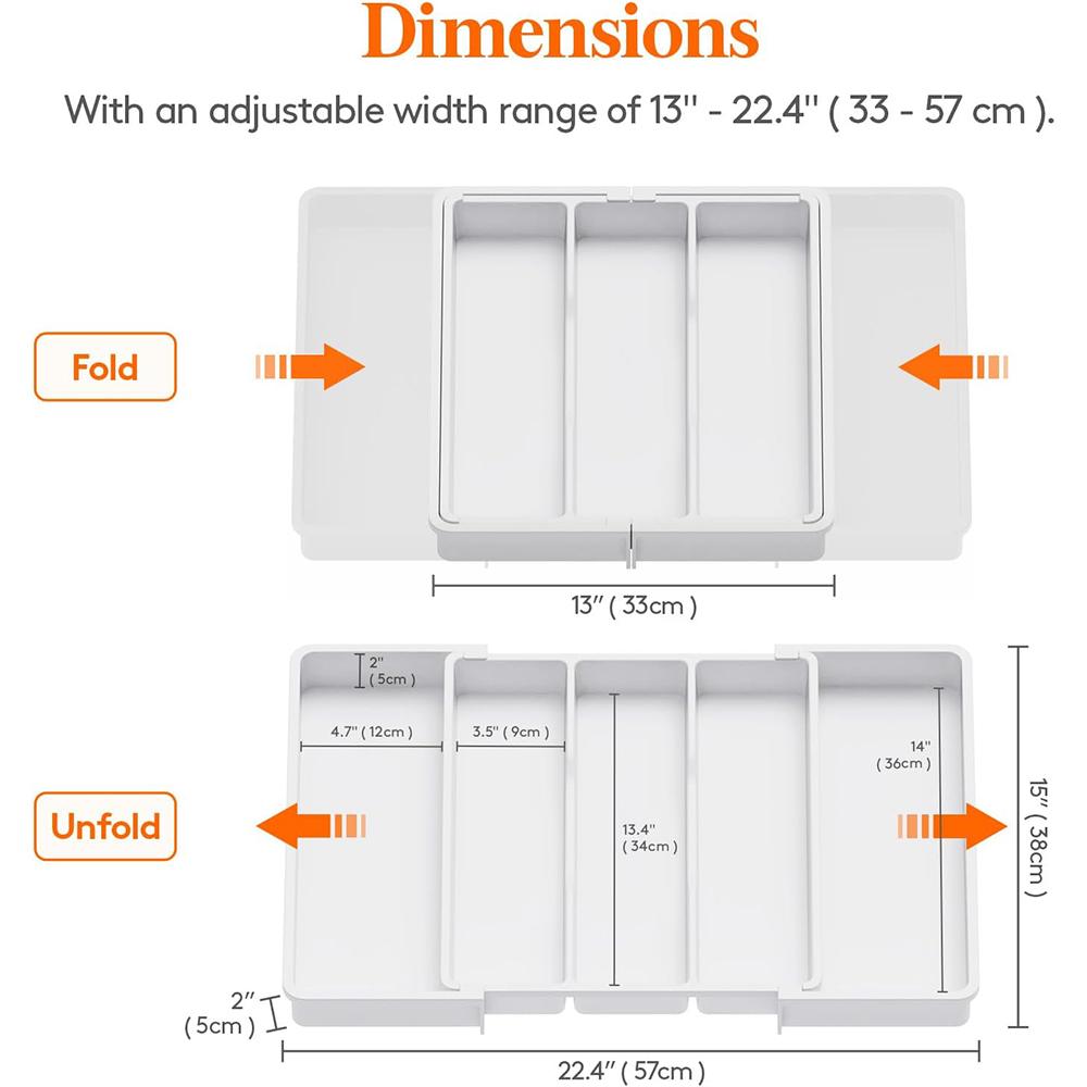 LMETJMA Расширяемый органайзер для кухонных принадлежностей Лоток для столовых приборов Серебряные приборы Держатель для столовых приборов Разделитель для хранения кухонных принадлежностей JT304