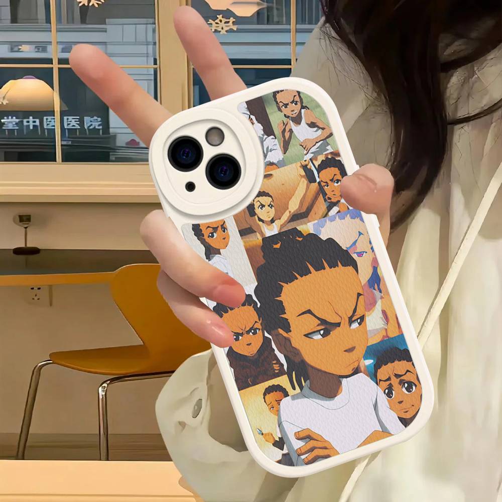 Cartoon The Boondocks Phone Case For IPhone 16 15 14 13 12 11 Pro Max Plus Leather Cover