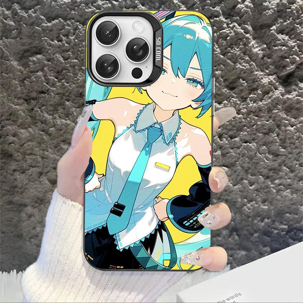 Мультяшный Кавайный H-Хатсуне Мику Чехол Для Телефона IPhone 16 15 14 13 12 11 Pro Max X XR XSMAX 8 7 Матовый Ударопрочный Задний Чехол
