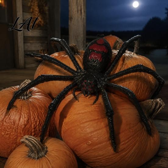 Lighted Spider for Holiday Pranks Halloween Animatronics Hanging Decoration Scary Giant with LED Eyes Horror Props Escape Rooms And Sound Outdoor