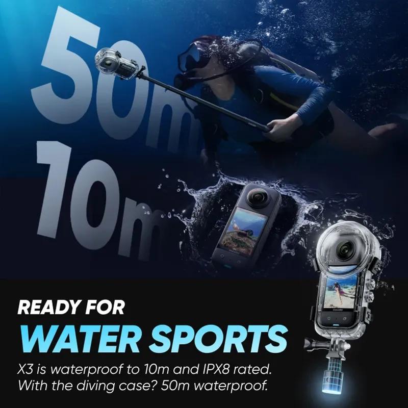 Невидимый водонепроницаемый бокс 50M для камеры Insta360 X3, защитный чехол, подводный бокс-ракушка, аксессуары