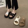 Slippers Women's Summer New Round Head Thick Sole Heightening Beach Sandals Fashionable One-word Wear Sandals Women