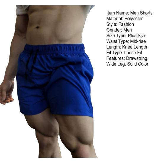 Мужские летние повседневные шорты с эластичной завязкой на талии, шорты для фитнеса, быстросохнущие спортивные шорты, быстросохнущие однотонные широкие шорты