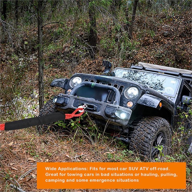 Устойчивый к повреждениям синтетический мягкий буксировочный трос гибкая скоба защитный рукав кольцо для буксировки прицепной ремень тяговый 17т джип грузовик внедорожник