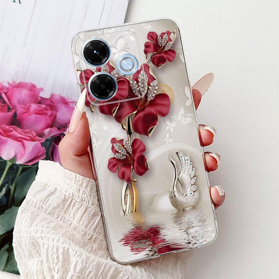 New For Xiaomi Redmi 13x 4G Case Cute Cartoon Panda Machine Flower TPU Soft Silicone Cover For Xiomi Redmi 13X Shockproof Bumper