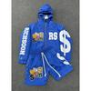 Vintage Zip Up Hoodie Men Women Loose Fit Retro Streetwear Print Sweatshirt