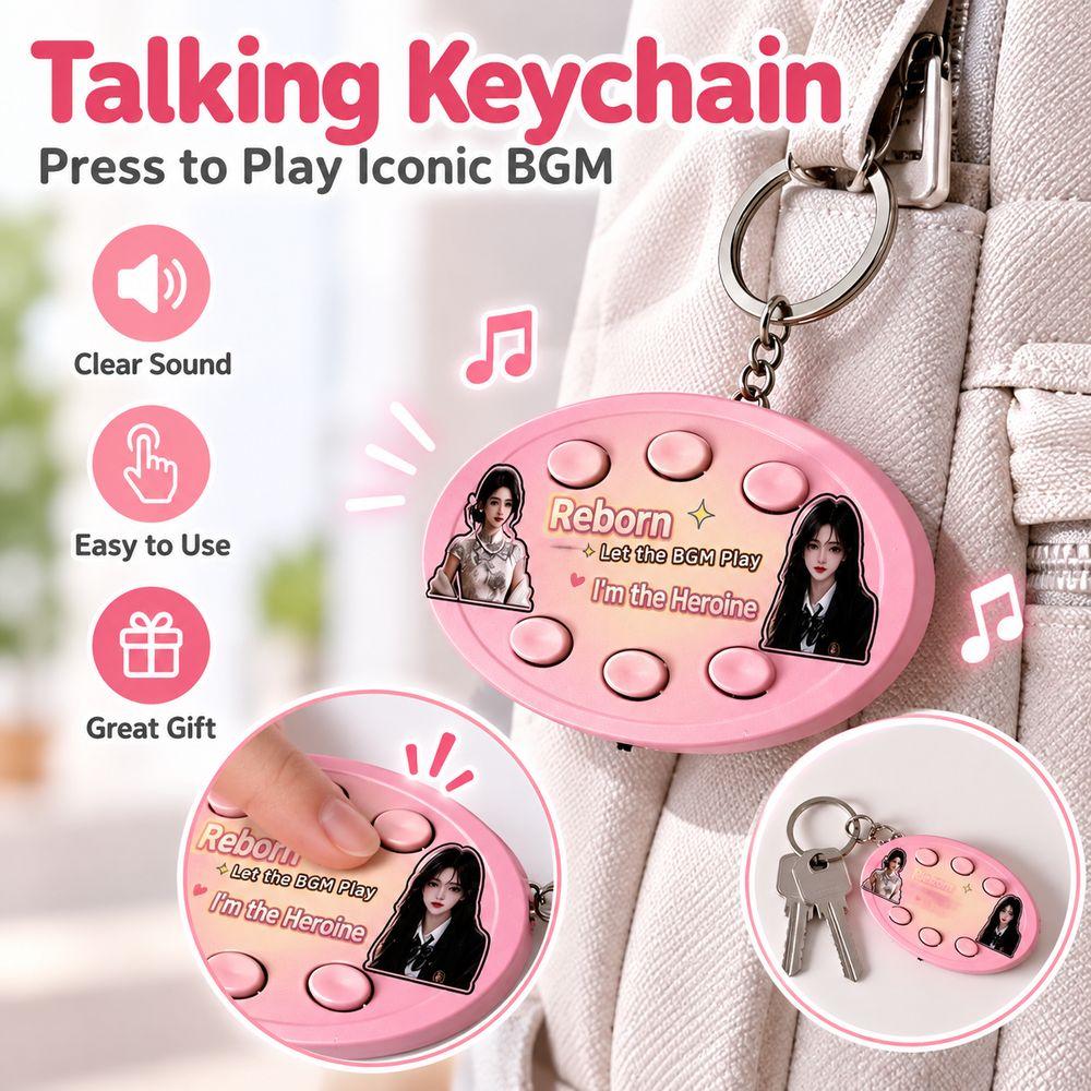 Oval Shape Sound Keychain Button Talking Keychain Fashion Bag Charm For Fans