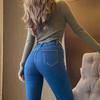 Large Size Elastic High Waist Jeans Women's Skinny Elastic Slim Denim Trousers Vintage Washed Hip Lift Pencil Denim Pants
