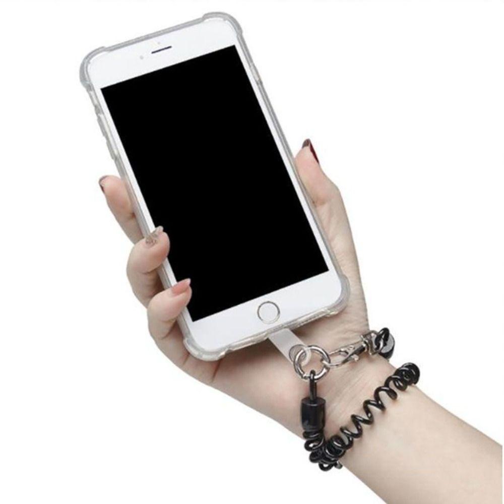 Ring Metal Carabiner Spring Elastic Rope Spiral Coiled Lanyard Safety Rope Stretch Fishing Tools