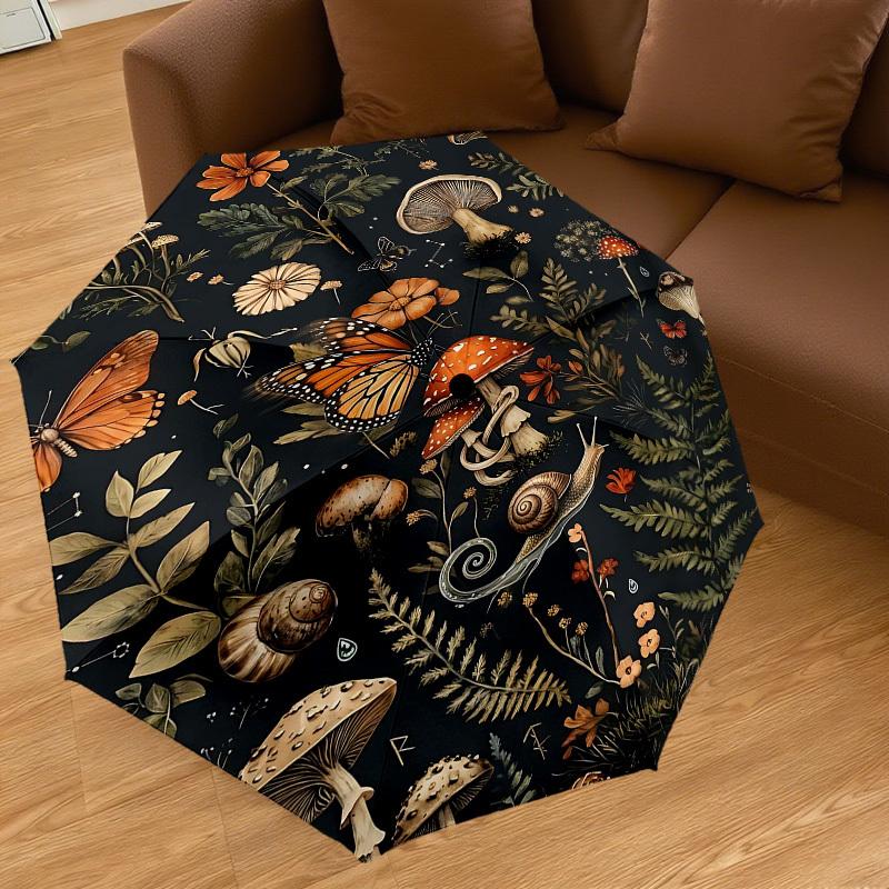 1PC Mushrooms Flowers Umbrella-8-Rib Reinforced Portable Folding Travel Suitable for All Seasons Outdoor Daily Use Is an Ideal Choice -K0377