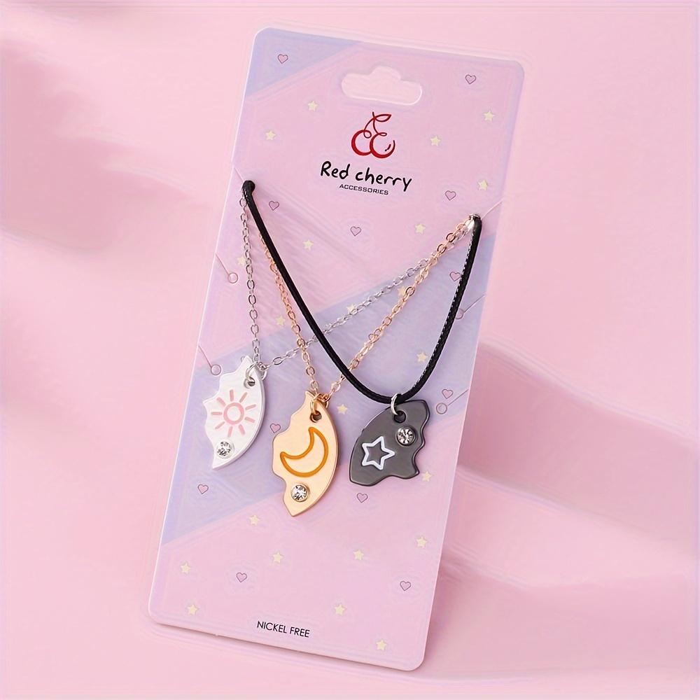 Celestial 3-Piece Pendant Set - Zinc Alloy Sun, Moon & Star - Hypoallergenic - Perfect for BFFs, Daily, and Parties