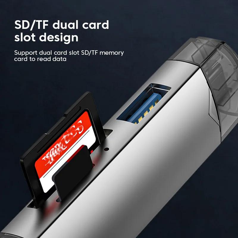 Многофункциональное устройство чтения карт 6 в 1 USB 3.0 к адаптеру Micro OTG Type C с поддержкой TF SD-карты USB-флеш-накопитель для ноутбуков, телефонов и планшетов Android