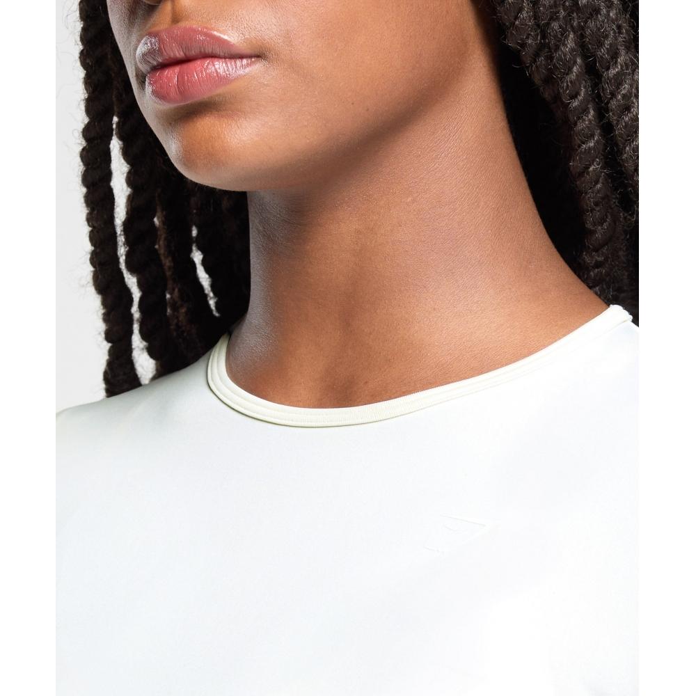 Gymshark Повседневный бесшовный укороченный топ с длинными рукавами, мягкий белый B7a2s Wcmy