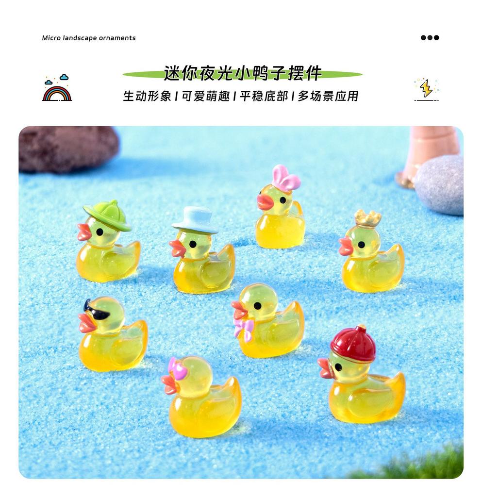 30pcs Luminous Resin Mini Yellow Duckling Miniatures Doll House Glow-in-the-Dark Ducks Figurines for DIY Aquarium Garden Decor
