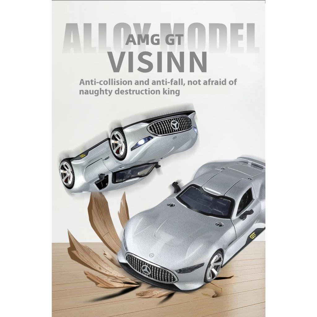 1/32 Mercedes Benz AMG Vision GT Суперкар Сплав Литье под давлением Модель автомобиля Звук и свет Классическое Хобби Коллекционные предметы Подарки для парня