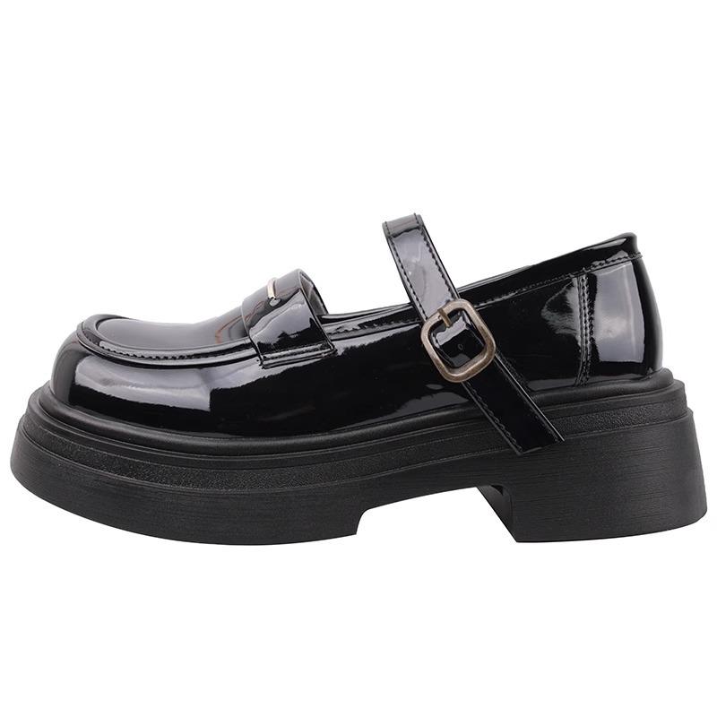 Французские туфли на платформе, женские кожаные туфли в британском стиле, универсальные черные туфли Мэри Джейн в японском стиле