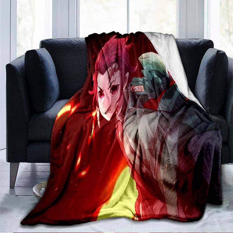 Devil's Blade аниме домашний текстиль Demon Slayer Kimetsu No Yaiba Kamado Tanjirou Nezuko двойное плюшевое одеяло из ягненка, постельные принадлежности
