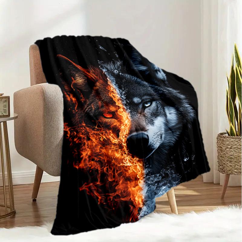 1PC Wolf Elements printed blanket, all season lightweight home office outdoor nap multifunctional blanket A9