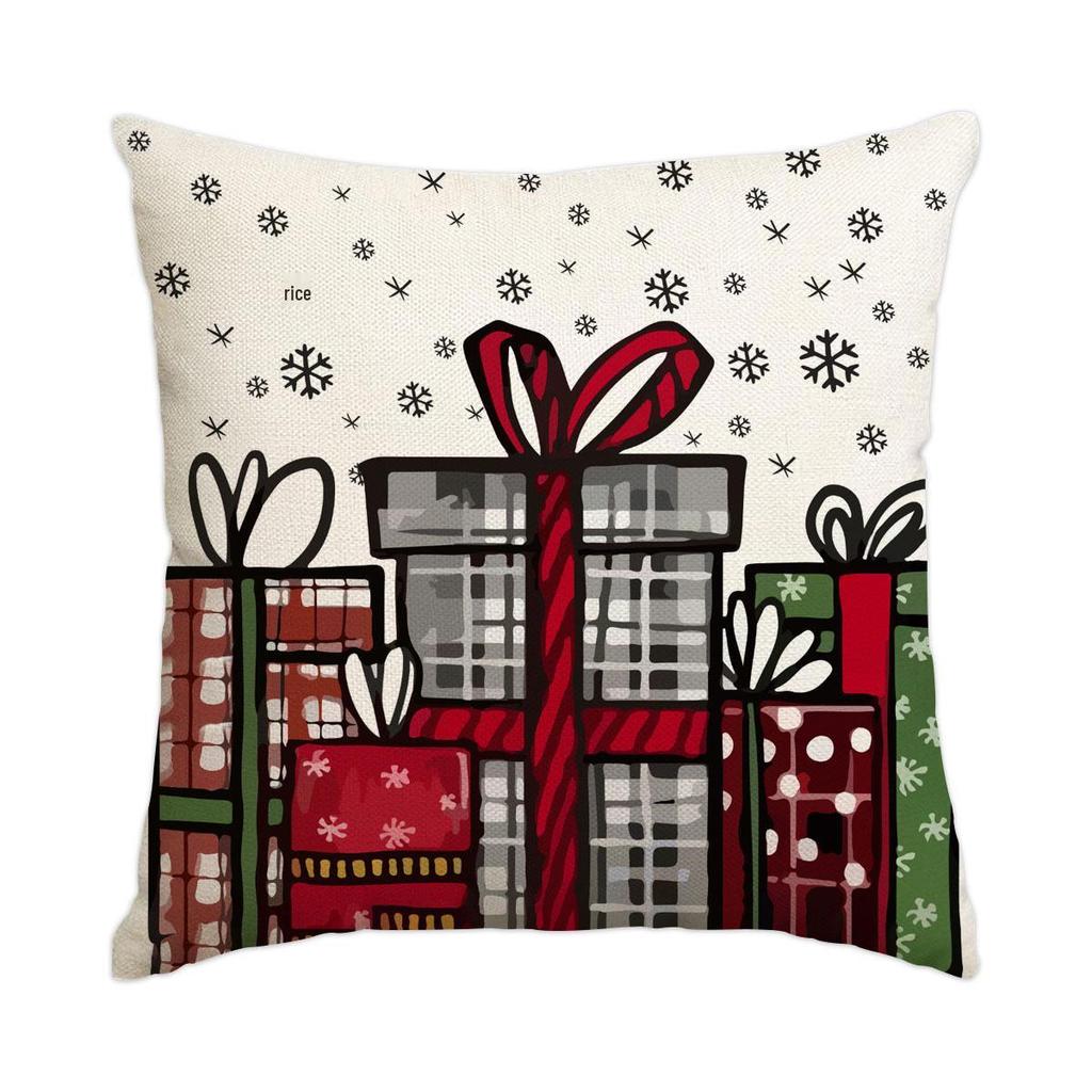 Горячая распродажа Рождественская наволочка из искусственного льна с принтом елки и снеговика - Праздничная декоративная наволочка для диванной подушки