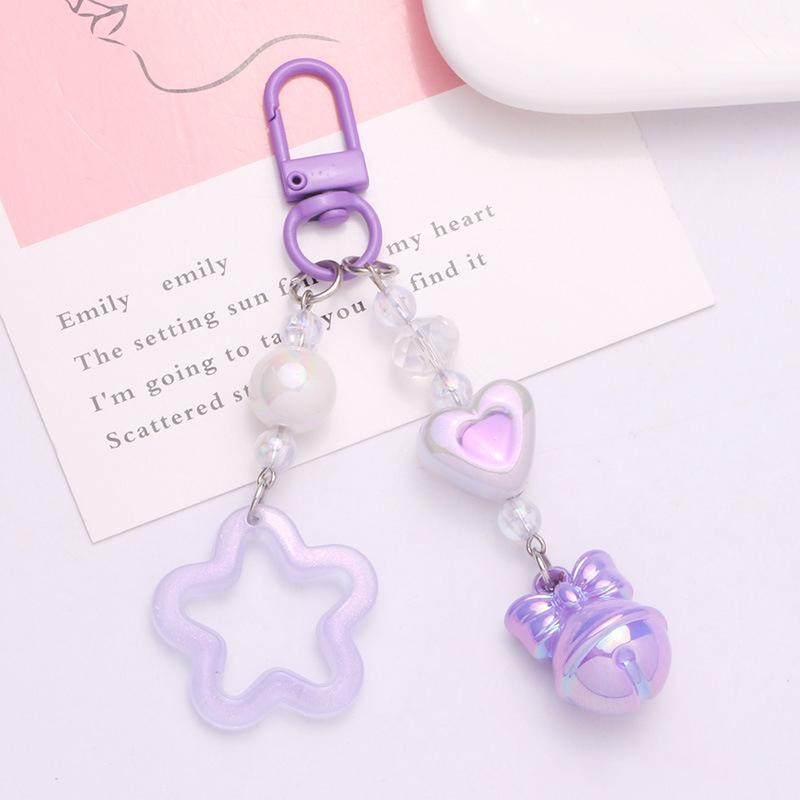 Hollow Pentagram Y2K Star Keychain Bell Pendant Cute Charm Key Ring Handbag Lanyard Accessories Car Hanging Trinket Key Holder