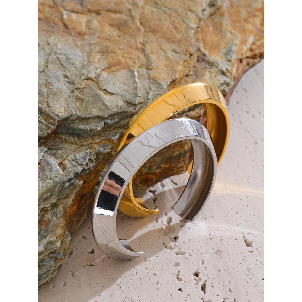 Eetit Браслет-манжета из нержавеющей стали с PVD-покрытием, гладкой полировкой, водонепроницаемый, модный, с шармом, высококачественный браслет для женщин