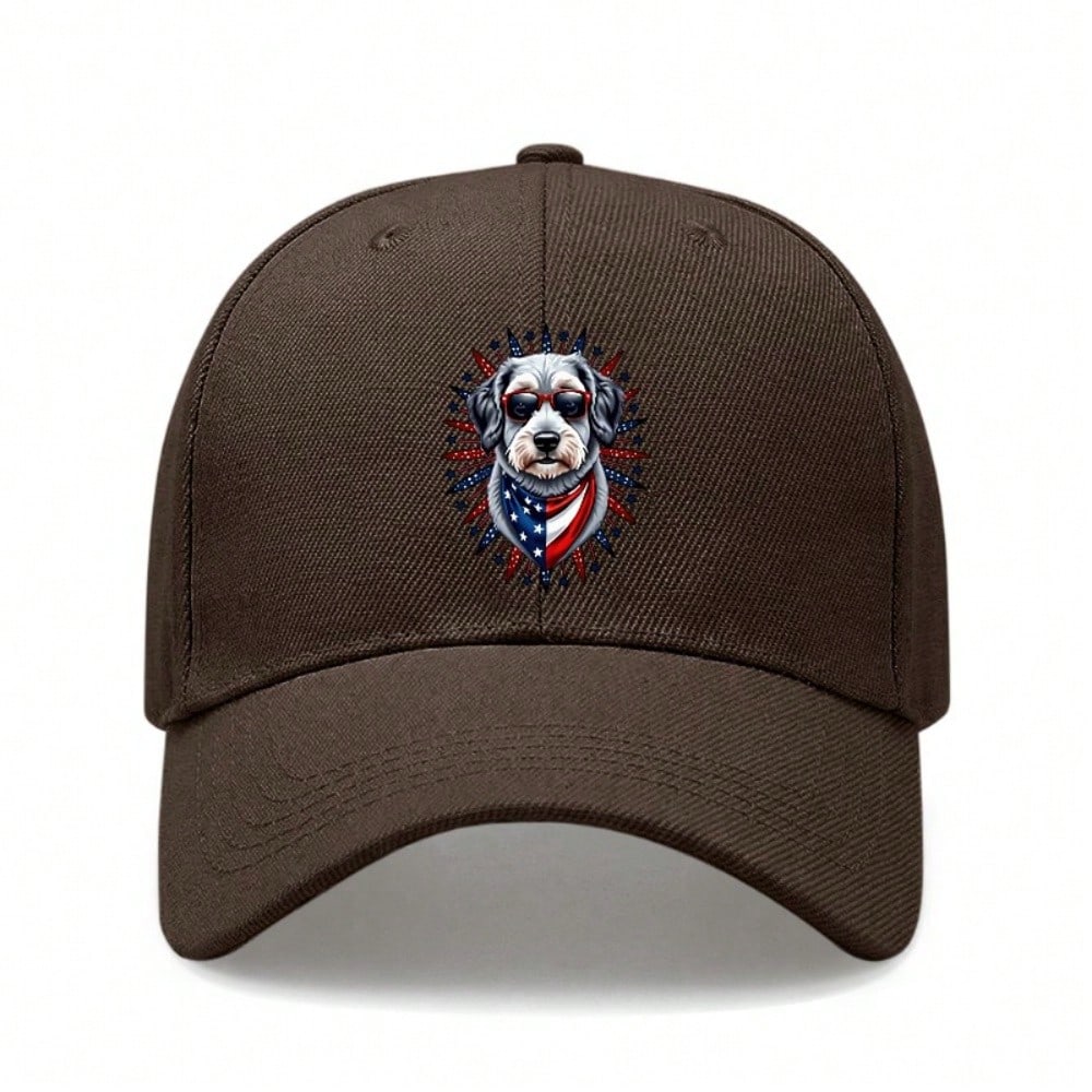 [Patriotic Baseball Cap] 2026  Unisex Dog With USA Flag Print Polyester Adjustable Breathable Sun Protection Casual Outdoor Sports Baseball Hat