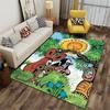 Cartoon Animals in Forest Scene suitable as a non-slip mat for the living room or bedroom sofa