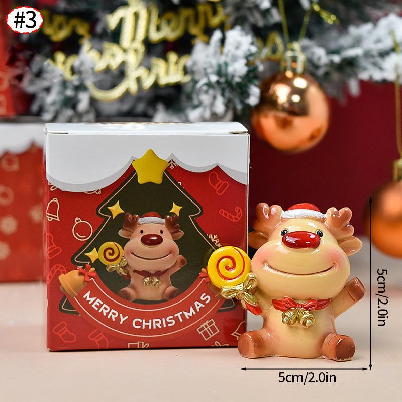 Christmas Decorations Resin Miniature Figurines Mini  Santa Claus Snowman Xmas Tree For Xmas Goodie Bag Fillers Party Favors