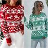 2024 Autumn/Winter New Christmas Sweater Women'S Deer Knitted Round Neck Women'S Christmas Snowflake Hoodie Women'S Sweater