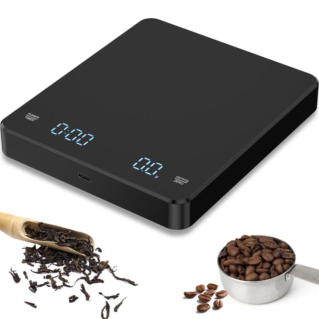 Digital Kitchen Scale with Timer 3kg/0.1g Espresso Coffee Making Mini Food Weight Scale High Precision Measures Rechargeable