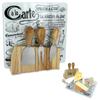 [A2257] - Доска для сыра «Carte des Fromages» стекло + деревянная, 3 предмета - 22x4x21 см