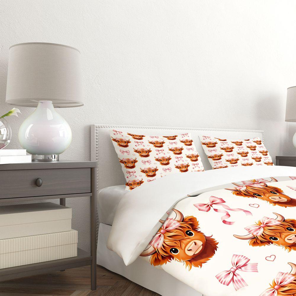 Christmas Highland Cow Moo ry Print Duvet Cover Set Comforter Cover Bedding Set No Filler Holiday Kids Bedroom Soft Bedding Deco