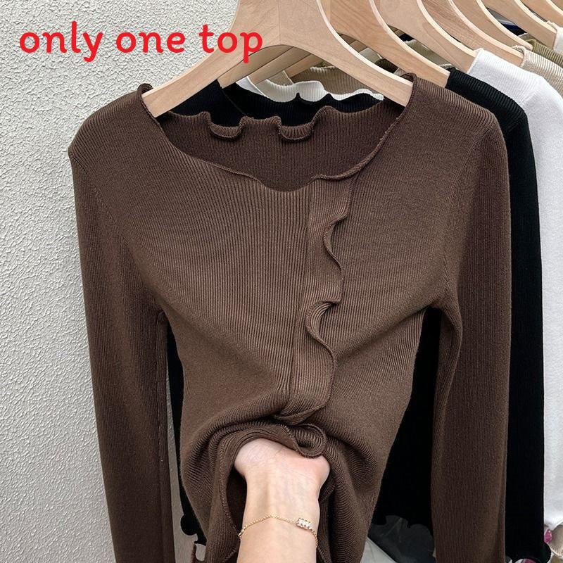 Elegant Womens Knitted Top With Solid Color Design For Plus Size Fall Winter Wear