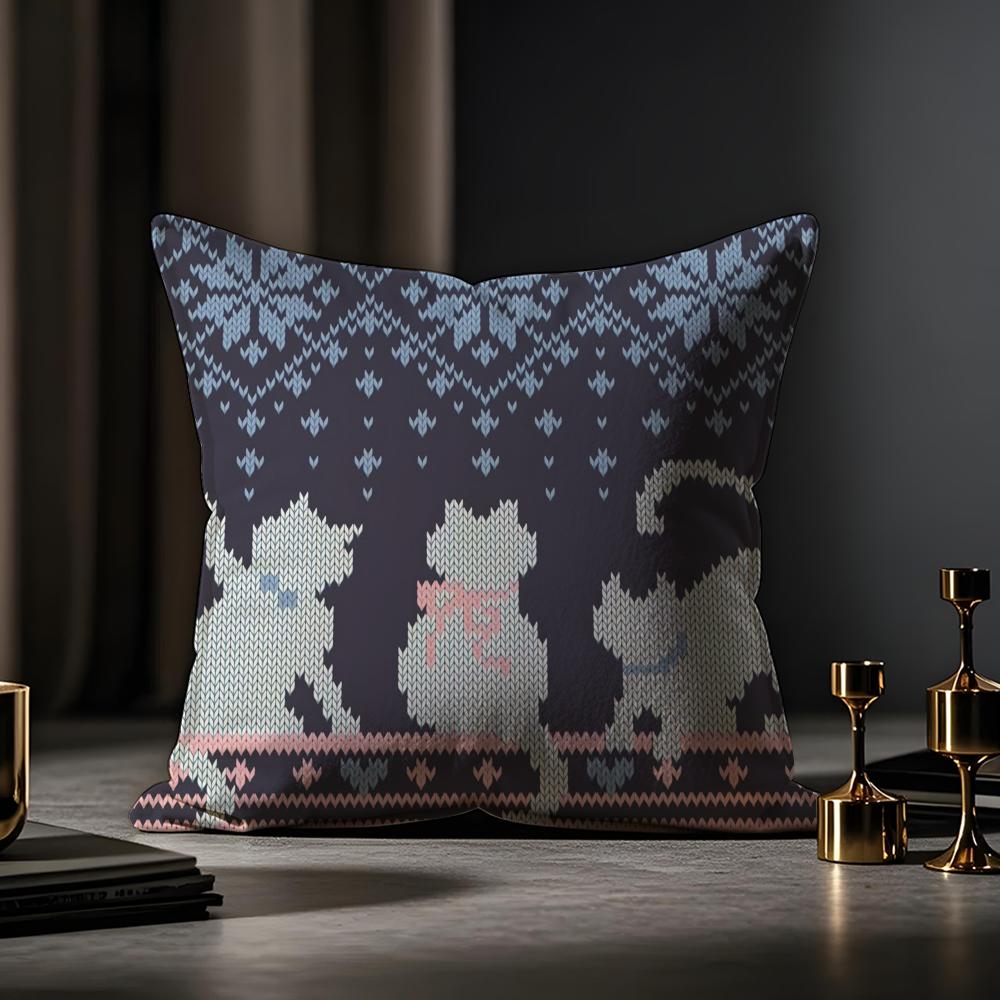 Modern And Stylish Fair Isle Cushion Cover Anti-dustmite Pillowcase Invisible Zipper Silky Short Plush Sofa Cushion Cover