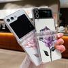 Прозрачный чехол для телефона с цветочным узором для Samsung Galaxy Z Flip6 Flip5 Flip4 5G Жесткая поликарбонатная складная крышка с цветами для Samsung Z Flip 6 5 4 3