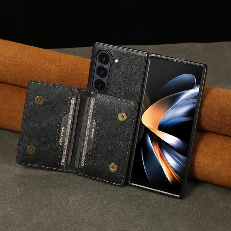 Кожаный кошелек-чехол для телефона с беспроводной зарядкой MagSafe для Samsung Galaxy Z Fold 7 6 5 4 3 Fold7 Fold6 Fold5 Флип-кошелек Чехол для карт
