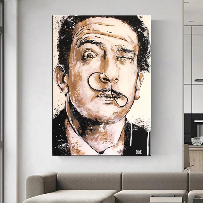 Абстрактные граффити Дали, художественные картины на холсте, портретный постер с лицом и принтом, настенные художественные картинки для декора стен гостиной, Cuadros