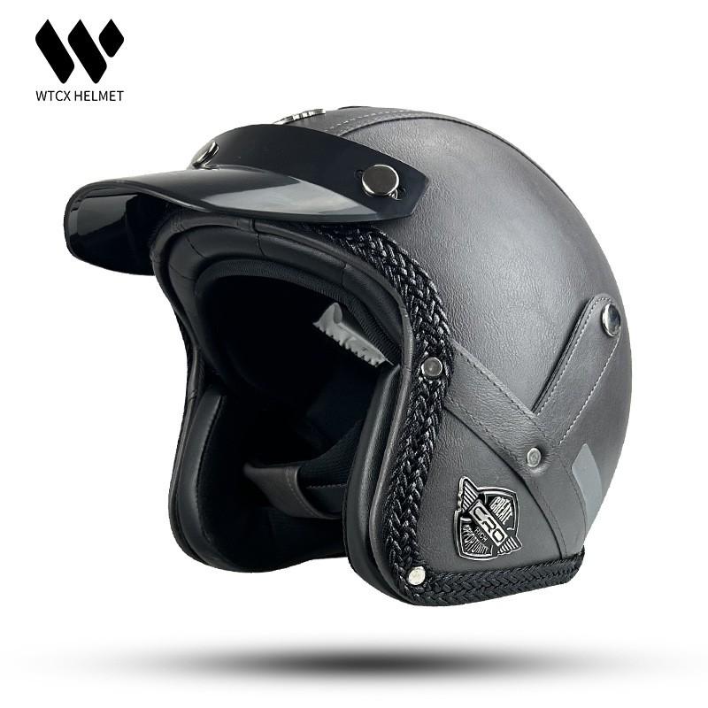 3/4 Motorcycle Helmet With Visor ABS Shell 3C Certified Retro Cruiser Style Men Women All