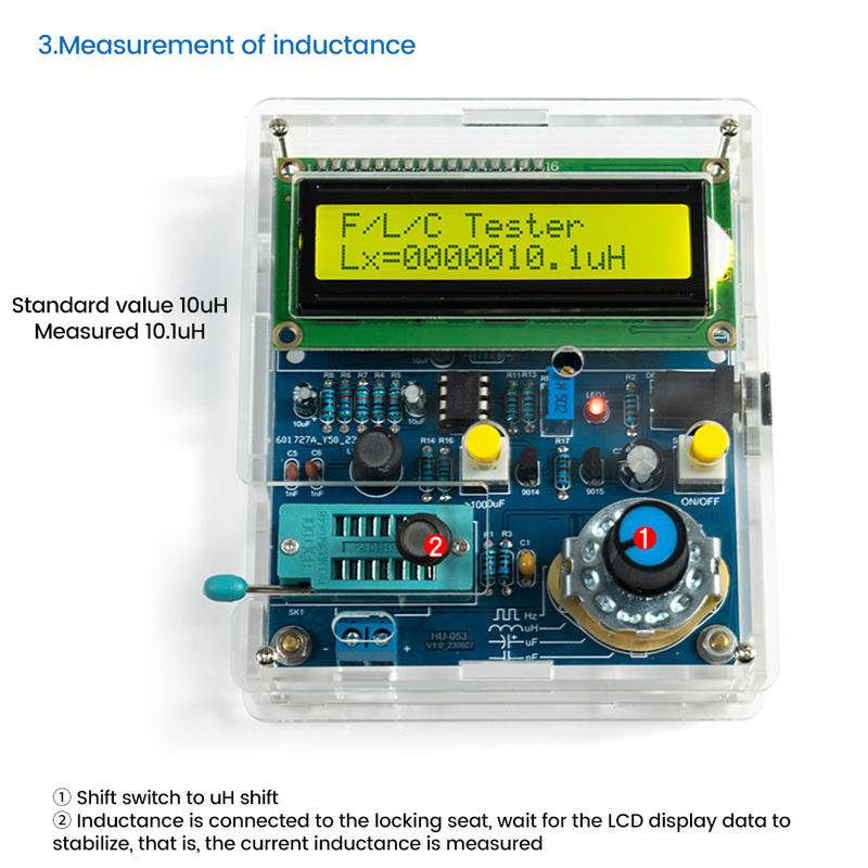 Цифровой измеритель индуктивности и емкости высокой точности DC5V, набор для DIY с USB-кабелем для передачи данных, ЖК-частотомер