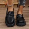 Fashion Rimocy Solid Color Platform Loafers Shoes for Women 2025 Spring New Black Pu Leather Flats Woman Comfortable Slip On Boat Shoes
