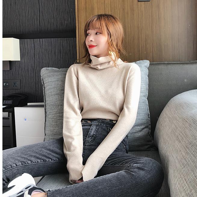 Осенне-зимняя модная женская узкая эластичная повседневная водолазка с длинным рукавом, свитер, женские трикотажные рубашки, пуловер