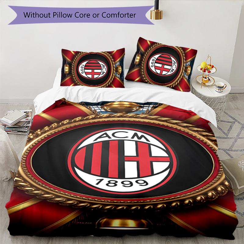 3pcs A-AC Milan Design Cover Set - HD Printed Bedding with 1 Cover and 2 Pillowcases - Perfect for Home and Dorm Decor