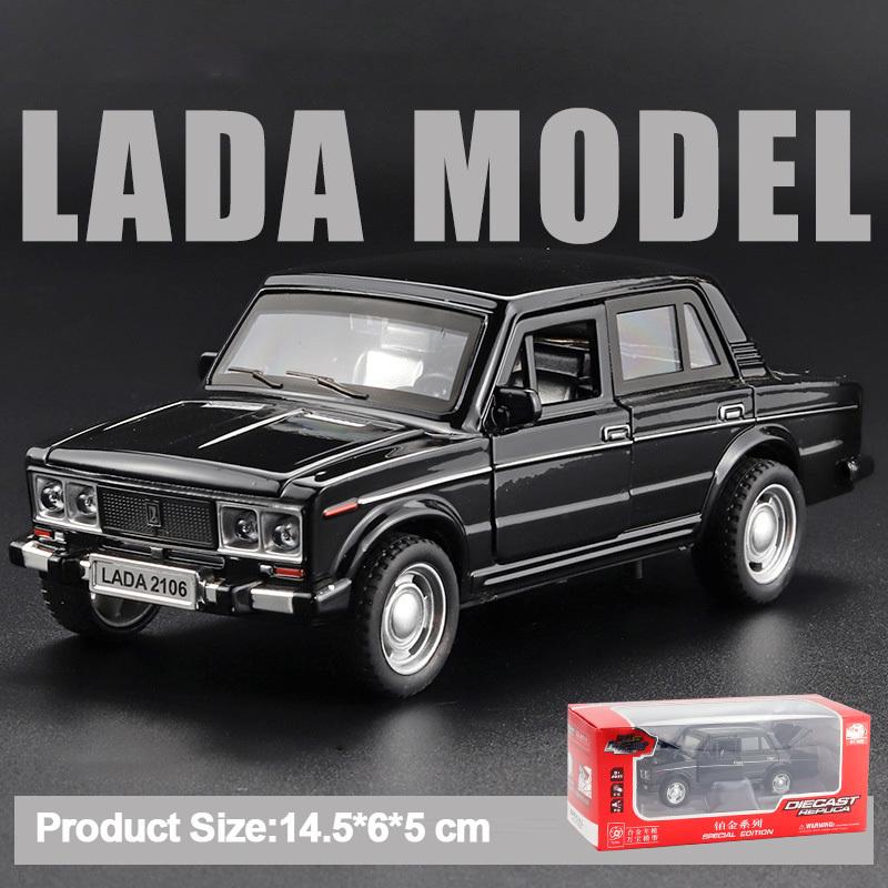 Масштаб 1/32 LADA 2106, литая под давлением модель автомобиля, игрушечный автомобиль с откатным механизмом, звуком и светом для детей, коллекция подарков для мальчиков и девочек