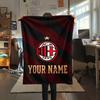 1PC Ac Milan Crest Custom Name Patterned Flannel Blanket Suitable For All Seasons For Home Decor Warmth And Comfort Gifts Holiday Present