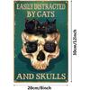 Yepzoer Skull and Cat Metal Retro Vintage Tin Sign Bar Wall Decor Poster 8x12 inch