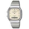 Casio Серия VINTAGE, модный и простой двойной дисплей, Кварц, Стальной ремешок, , тот же стиль для мужчин и женщин, белый циферблат AQ-240E-7A2